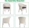 Patio Wicker Chair with Armrest Outdoor Rattan Dining Chair with Seat Cushion Garden Furniture for Garden;  Balcony;  Lawn and Indoors-1 Pack (White)