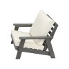 HIPS All-Weather Outdoor Single Sofa with Cushion, Sofa Set for Porch, Poolside, Terrace, and Yard Armchair Grey/Beige