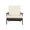 HIPS All-Weather Outdoor Single Sofa with Cushion, Sofa Set for Porch, Poolside, Terrace, and Yard Armchair Grey/Beige