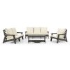 HIPS All-Weather Outdoor Single Sofa with Cushion, Sofa Set for Porch, Poolside, Terrace, and Yard Armchair Grey/Beige