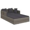 Sunbed with Cushions Gray 71.7"x46.5"x24.8" Poly Rattan