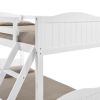 White Twin/Full Bunk Bed with Arched Headboard