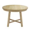 TOPMAX Rustic 42inch Round Dining Table Set with Cross Legs and Upholstered Dining Chairs for Small Places, Natural