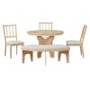 TREXM 5-Piece Dining Table Set, 44" Round Dining Table with Curved Bench & Side Chairs for 4-5 People for Dining Room and Kitchen (Natural Wood Wash)