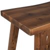 Solid Wood Rustic 3-piece 45" Stationary Kitchen Island Set with 2 Seatings, Rubber Wood Butcher Block Dining Table Set Prep Table Set with 2 Open She