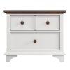 Wooden Captain Two-Drawer Nightstand Kids Night Stand End Side Table for Bedroom, Living Room, Kids' Room, White+Walnut