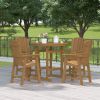 HIPS Bar Chair with Armrest,Patio Bar Chair Set of 2 Adirondack Chairs Set of 2 for Outdoor Deck Lawn Pool Backyard TEAK