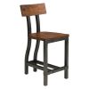 Rustic Brown and Gunmetal Finish 7pc Dining Set Counter Height Table And 6x Counter Height Chairs Industrial Design Wooden Dining Furniture