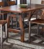 Rustic Brown and Gunmetal Finish 7pc Dining Set Counter Height Table And 6x Counter Height Chairs Industrial Design Wooden Dining Furniture