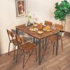 Dining Table Set 5-Piece Dining Chair with Backrest, Industrial style, Sturdy construction. Rustic Brown, 43.31'' L x 27.56'' W x 30.32'' H.