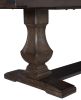 Traditional Style Wooden Dining Table 1pc w Separate Extension Leaf Double Pedestal Base Wire Brushed Rustic Brown Finish