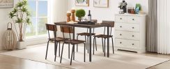 Dining Table Set 5-Piece Dining Chair with Backrest, Industrial style, Sturdy construction. Rustic Brown, 43.31'' L x 27.56'' W x 30.32'' H.