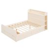 Full Size Platform Bed with Storage Headboard and a Big Drawer, Cream