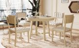 TOPMAX Rustic 42inch Round Dining Table Set with Cross Legs and Upholstered Dining Chairs for Small Places, Natural