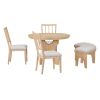 TREXM 5-Piece Dining Table Set, 44" Round Dining Table with Curved Bench & Side Chairs for 4-5 People for Dining Room and Kitchen (Natural Wood Wash)