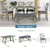 TOPMAX 6 Piece Dining Table Set Wood Dining Table and chair Kitchen Table Set with Table, Bench and 4 Chairs, Rustic Style, Gray(No Difference with SH