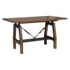 Rustic Brown and Gunmetal Finish 5pc Dining Set Counter Height Table And 4x Counter Height Chairs Industrial Design Wooden Dining Furniture