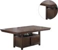 Dining Room Furniture Dining Table Rustic Espresso Table w Storage Base Wooden Top 1pc Rectangular Table Only