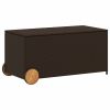 Garden Storage Box with Wheels Brown 50.2 Gal Poly Rattan