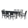 TOPMAX Rustic Extendable 84inch Dining Table Set with 24inch Removable Leaf , 6 Upholstered Armless Dining Chairs and 2 Padded Arm Chairs, 9 Pieces, B