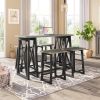 TOPMAX Rustic Counter Height 5-Piece Dining Set, Wood Console Table Set with 4 Stools for Small Places,Grey