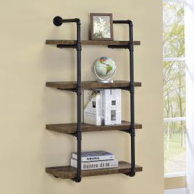 Black and Rustic Oak 4-tier Wall Shelf