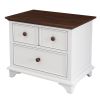 Wooden Captain Two-Drawer Nightstand Kids Night Stand End Side Table for Bedroom, Living Room, Kids' Room, White+Walnut