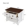 Wooden Captain Two-Drawer Nightstand Kids Night Stand End Side Table for Bedroom, Living Room, Kids' Room, White+Walnut