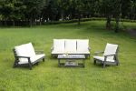 HIPS 3 Seater Sofa with Cushion, Outdoor Garden Sofa, Sofa Set for Porch, Poolside, Terrace, and Yard Grey/Beige