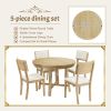 TOPMAX Rustic 42inch Round Dining Table Set with Cross Legs and Upholstered Dining Chairs for Small Places, Natural