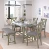 TOPMAX 6 Piece Dining Table Set Wood Dining Table and chair Kitchen Table Set with Table, Bench and 4 Chairs, Rustic Style, Gray(No Difference with SH