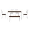 TOPMAX 6-piece Wooden Kitchen Table set, Farmhouse Rustic Dining Table set with Cross Back 4 Chairs and Bench, White+Cherry