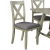 TOPMAX 6 Piece Dining Table Set Wood Dining Table and chair Kitchen Table Set with Table, Bench and 4 Chairs, Rustic Style, Gray(No Difference with SH