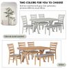 TREXM 6-Piece Retro 59"L Rectangular Dining Table Set, Table with Unique Legs and 4 Upholstered Chairs & 1 Bench for Dining Room and Kitchen (White)