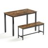 Dining Table Set, Bar Table with 2 Dining Benches, Kitchen Table Counter with Chairs, Industrial for Kitchen Breakfast Table, Living Room, Party Room,