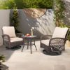 3 Pieces Patio Furniture Set, Outdoor Swivel Gliders Rocker, Wicker Patio Bistro Set with Rattan Rocking Chair, Glass Top Side Table and Thickened Cus