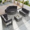 Patio Furniture Set Outdoor Furniture Daybed Rattan Sectional Furniture Set Patio Seating Group With Cushions and Center Table for Patio, Lawn, Backya