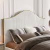 Corduroy Upholstered Bed Frame King Size 59.5" Tall Headboard Queen Bed Frame Metal Decoration /No Box Spring Needed