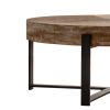 31.29"Modern Retro Splicing Round Coffee Table, Fir Wood Table Top with Black Cross Legs Base