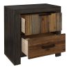 Unique Style Nightstand 1pc Multi-Tone Wire Brushed Finishes 2x Dovetail Drawers Distinct Style Bedroom Furniture