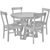 TOPMAX 5-Piece Rustic Round Pedestal Extendable Dining Table Set with 15.7" Removable Leaf and Simple Dining Chirs for Small Places, Gray