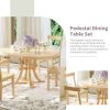 TOPMAX 5-Piece Rustic Round Pedestal Extendable Dining Table Set with 15.7" Removable Leaf and Simple Dining Chirs for Small Places, Natural