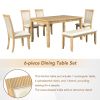 TOPMAX Rustic Solid Wood 6-piece Dining Table Set, PU Leather Upholstered Chairs and Bench, Natural Wood Wash