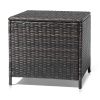 Outdoor PE Wicker Side Table with Storage, Patio Rattan End Table Square Container for Furniture Covers, Toys and Gardening Tools, Brown