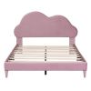 Full size Upholstered Cloud-Shape Bed ,Velvet Platform Bed with Headboard,No Box-spring Needed,Pink