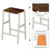 3 PCS Dining Table Set Rustic Retro Breakfast Table Dining Stools Rubber Wood for 2 with Two Open Shelves for Small Space Kitchen Dining Room Cream Wh