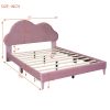 Full size Upholstered Cloud-Shape Bed ,Velvet Platform Bed with Headboard,No Box-spring Needed,Pink