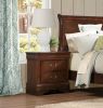 Classic Louis Philippe Style Brown Cherry Finish 1pc Nightstand of 2x Drawers Traditional Design Bedroom Furniture