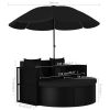 Patio Bed with Parasol Poly Rattan Black