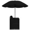 Patio Bed with Parasol Poly Rattan Black